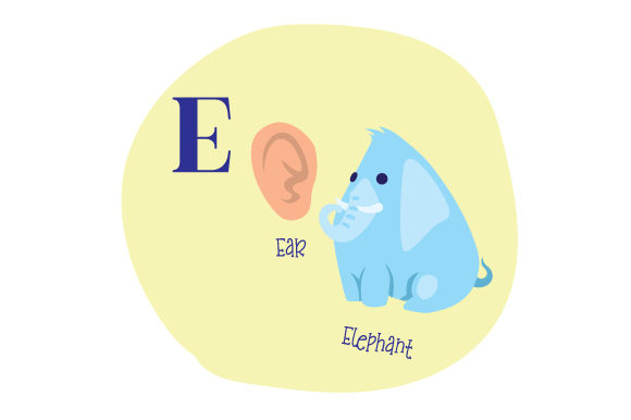 Alphabet Infographic E for School Crafts Projects