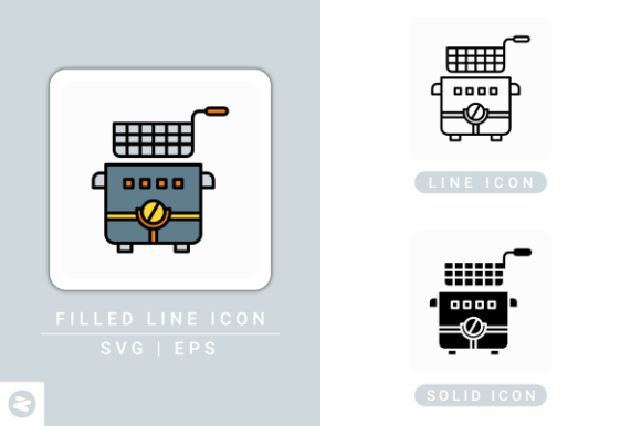 Deep Fryer Icons Set: A Versatile Graphic Design Asset for Modern Marketing