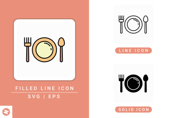 Eat Icons Set: A Versatile Graphic Design Asset for Handmade Creations