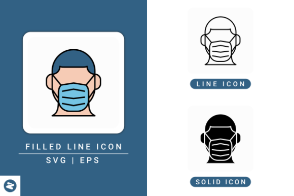 Face Mask Man Icons Set: A Practical Graphic Design Asset for Creative Projects