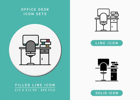 Office Desk Icons Set: A Practical Graphic Design Asset for Digital Sellers