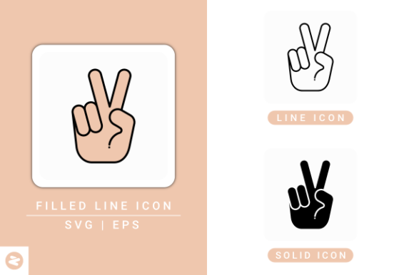 Peace Finger Icons Set: A Versatile Graphic Design Asset for Creative Projects