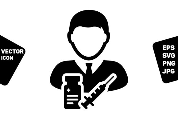 Pharma Industry Icon Vector Vaccine User: A Must-Have Graphic for Medical-Themed Merch