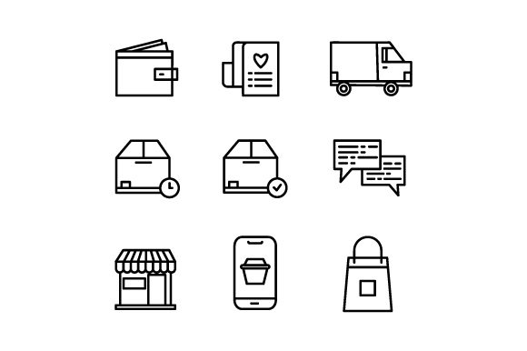 Set of E Commerce Line Thin Icons for Handmade Creations