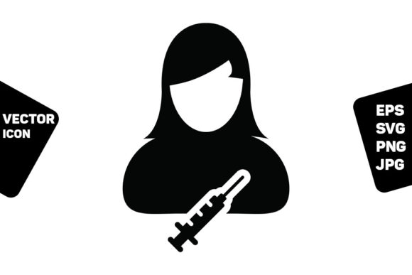 Treatment Icon Vector with Vaccine User for Commercial Design Projects