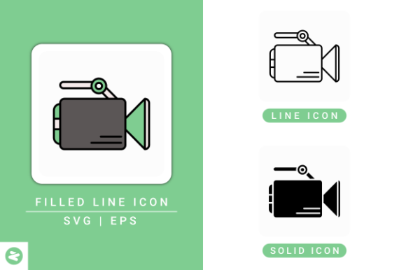 Video Camera Icons Set: A Versatile Graphic Design Asset for Crafters